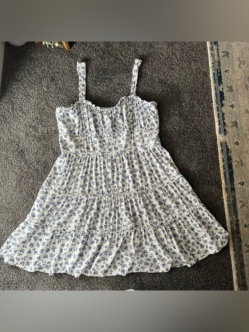 Altar'd State White Mini Dress with Blue Floral Print